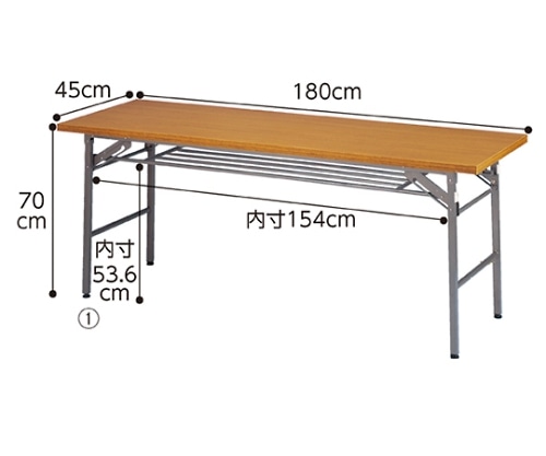 ストア・エキスプレス 折りたたみテーブル W180cm 棚付き チーク D45cm 入数1台 61-339-1-1 1台(ご注文単位1台)【直送品】