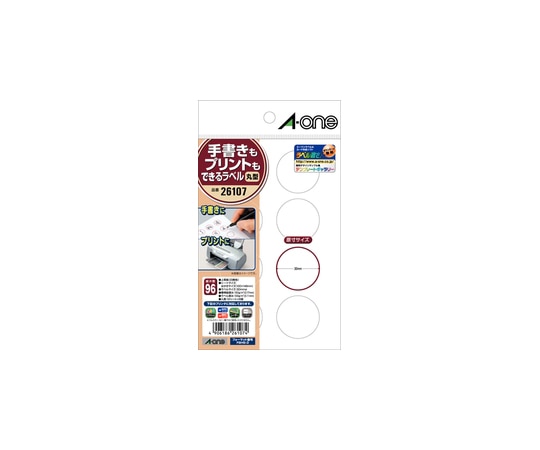 エーワン(A-ONE) 手書きもプリントもできるラベル はがきサイズ 丸型 8面 30mmφ 1パック(12シート入) 26107 1パック(ご注文単位1パック)【直送品】