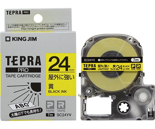 キングジム テプラ PROテープ 屋外に強い黄/黒文字 SC24YV 1個(ご注文単位1個)【直送品】