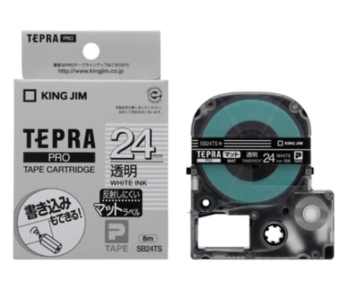 キングジム [テプラ]PRO SRシリーズ専用テープカートリッジ 24mm幅 透明 白文字 SB24TS 1個(ご注文単位1個)【直送品】