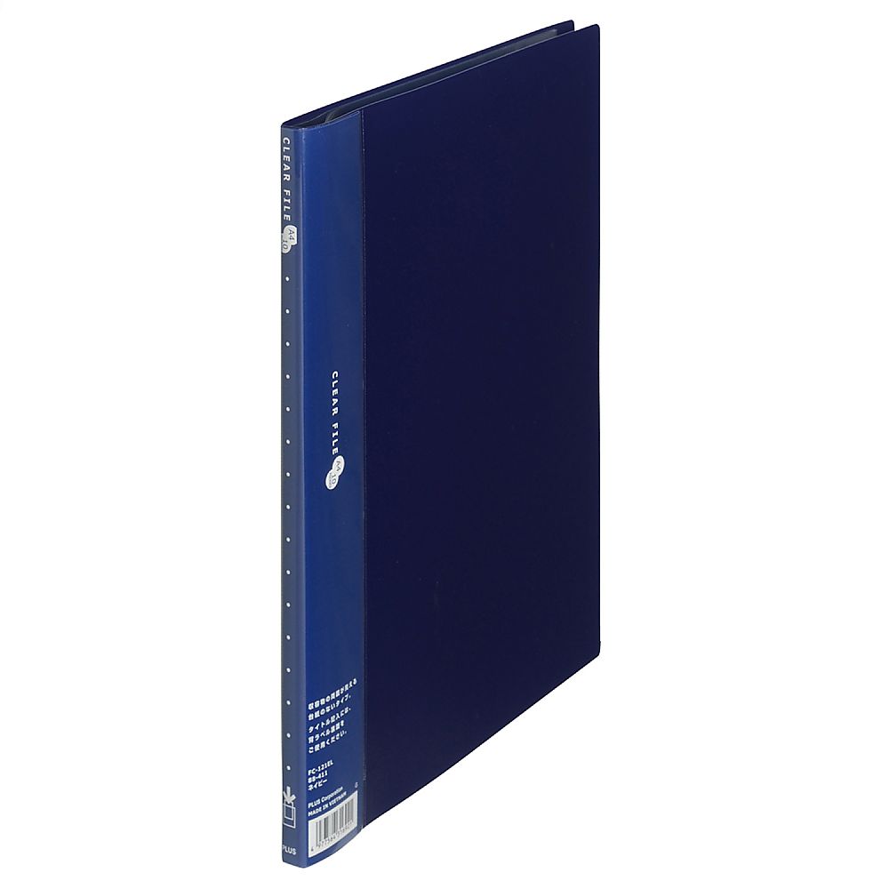 プラス クリアーファイル 10P A4S ネイビー FC-121EL NV 1冊(ご注文単位1冊)【直送品】