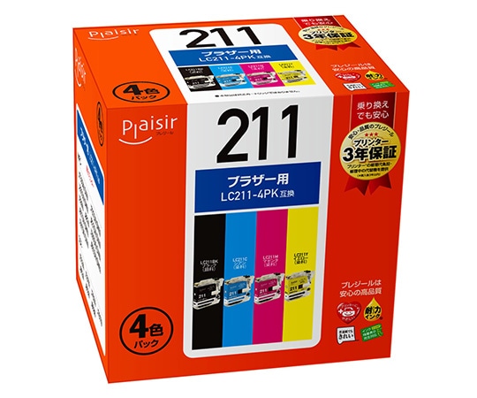 プレジール プレジール 汎用インクカートリッジ LC211-4PK用 4色セット PLE-BR211-4P 1セット(ご注文単位1セット)【直送品】