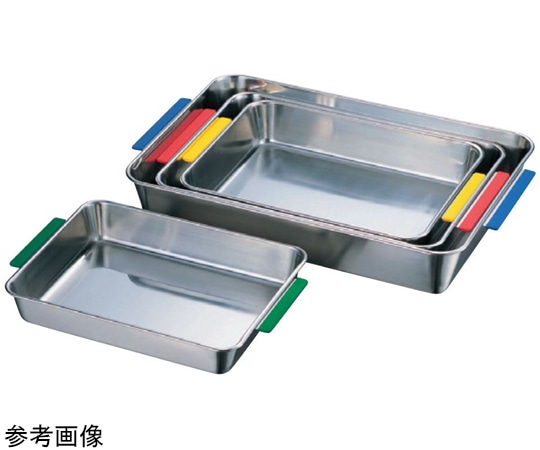 赤川器物製作所 18-8 取手付角バット(カラー)グリーン H65mm 8枚取 グリーン 1個（ご注文単位1個）【直送品】