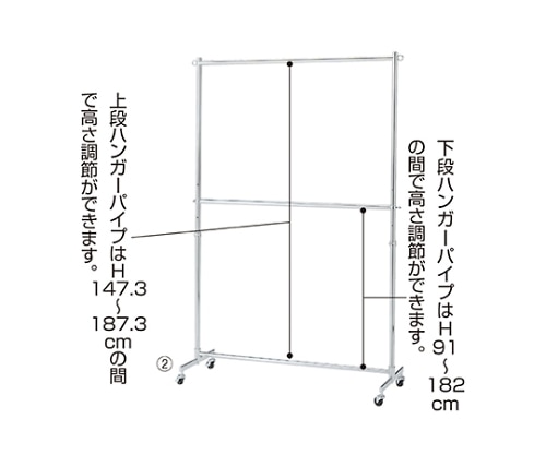 ストア・エキスプレス 重量用2段ハンガーラック スタンダード W120cmタイプ クローム 61-654-40-3 1台(ご注文単位1台)【直送品】