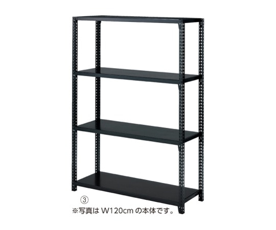 ストア・エキスプレス ストレージシェルフ スチール棚4段展開 W90cmタイプ ボルトレスタイプ ブラック 連結 H210cm 61-67-4-4 1セット（ご注文単位1セット）【直送品】