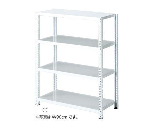 ストア・エキスプレス ストレージシェルフ スチール棚4段展開 W120cmタイプ ボルトレスタイプ ホワイト 本体 H120cm 61-67-5-1 1セット（ご注文単位1セット）【直送品】