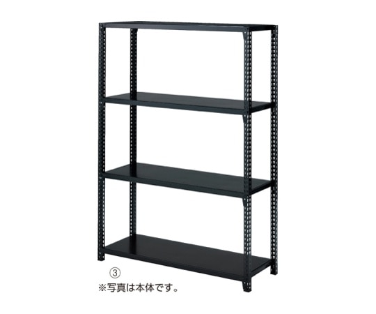ストア・エキスプレス ストレージシェルフ スチール棚4段展開 W120cmタイプ ボルトレスタイプ ブラック 連結 H150cm 61-67-8-2 1セット（ご注文単位1セット）【直送品】