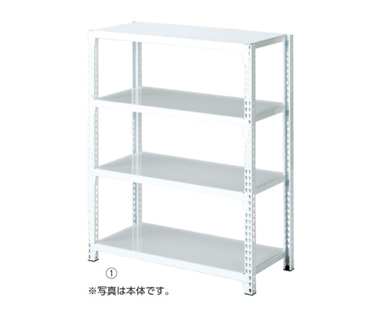 ストア・エキスプレス ストレージシェルフ スチール棚4段展開 W90cmタイプ ボルトレスタイプ ホワイト 連結 H120cm 61-67-2-1 1セット(ご注文単位1セット)【直送品】