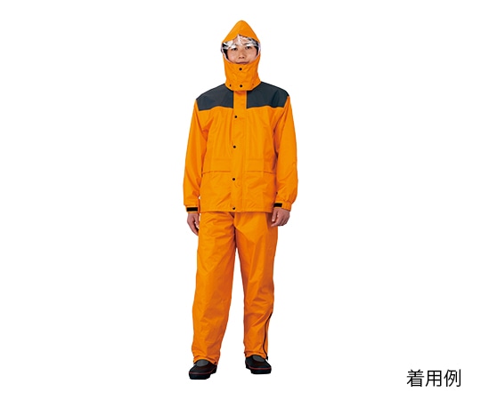 おたふく手袋 レインウェア(耐久補強高圧防水) 3L PVCコーティング オレンジ  1式(ご注文単位1式)【直送品】