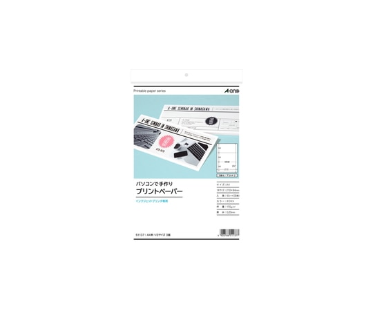 エーワン(A-ONE) パソコンで手作りプリントペーパー 白無地 A4判 1/3サイズ<余白付> 1パック(10シート入) 51137 1パック(ご注文単位1パック)【直送品】