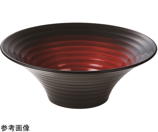 福井クラフト 羽反ロクロ目麺鉢 朱黒ボカシ塗 φ240mm 50022430 1個（ご注文単位1個）【直送品】