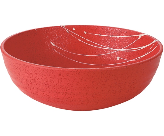 福井クラフト 浅麺鉢 朱タタキ乱糸塗 φ200mm 50022655 1個（ご注文単位1個）【直送品】
