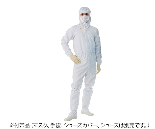 東洋リントフリー クリーンルーム用フード一体ツナギ服(男女兼用) ホワイト 3L FD175C-01 3L 1枚 (ご注文単位1枚)【直送品】