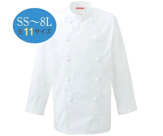 KAZEN コックコート 白 5L 411-40A 5L 1枚（ご注文単位1枚）【直送品】