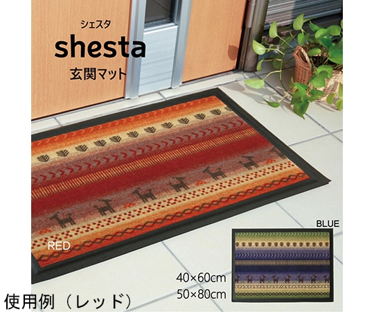 アズワン 玄関マット 洗える 『シェスタ』 ブルー 約50×80cm 1310990041701 1個(ご注文単位1個)【直送品】
