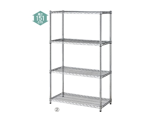ストア・エキスプレス ワイヤーラック D45cmタイプ(キャスターなし) H151cm 4段 D45.7cm W121.2cm 61-62-5-3 1個（ご注文単位1個）【直送品】