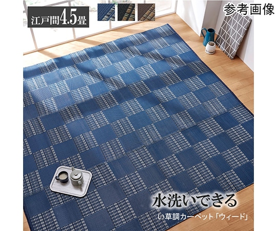 アズワン ラグ 洗える PPカーペット 『ウィード』 ネイビー 江戸間4.5畳(約261×261cm) 1090280191102 1個(ご注文単位1個)【直送品】