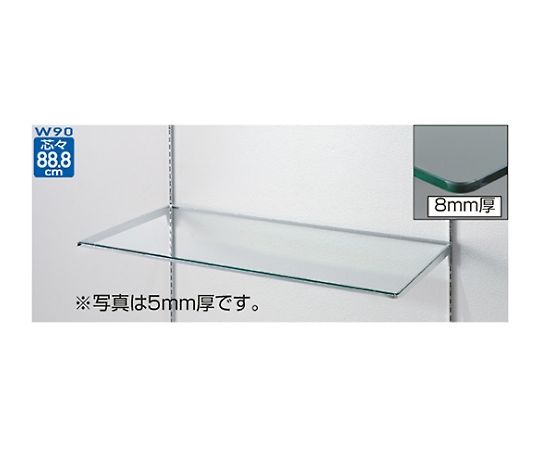 ストア・エキスプレス 10R ガラス棚セットW90cmインハングタイプ ガラス8mm厚 D35cm 61-36-12-5 1セット（ご注文単位1セット）【直送品】