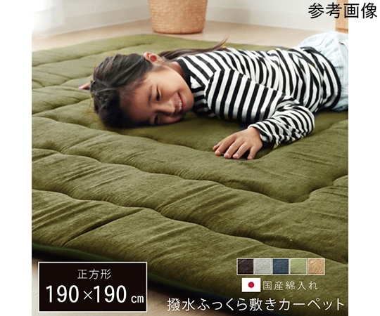 アズワン こたつ布団 正方形 撥水ラグ ふっくらタイプ グリーン 約190×190cm 1161730120809 1個（ご注文単位1個）【直送品】