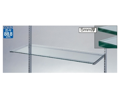 ストア・エキスプレス ガラス棚セットW90cmインハングタイプ ガラス5mm厚 D30cm 61-36-1-4 1セット（ご注文単位1セット）【直送品】