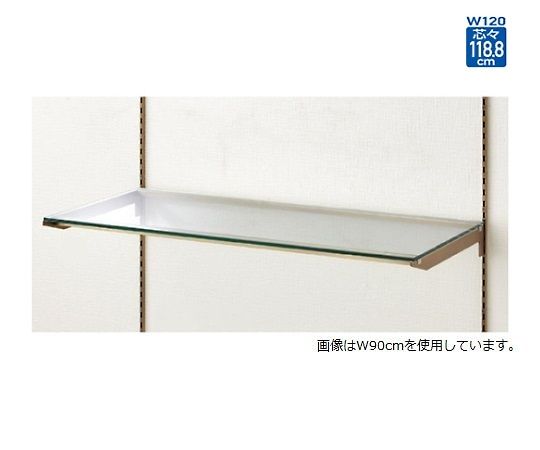 ストア・エキスプレス アンティークゴールド ガラス棚セット インハングタイプ 8mm厚 W120cm D35cm 61-36-21-2 1セット(ご注文単位1セット)【直送品】