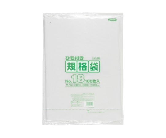 ジャパックス LD規格袋0.03mm厚 No.18紐付き LLDPE 透明 0.03mm 1ケース(100枚×15冊入) LK18 1ケース(ご注文単位1ケース)【直送品】