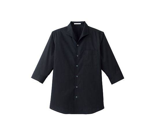 FACE メンズイタリアンカラー七分袖シャツ ブラック L FB5034M-16 L 1枚（ご注文単位1枚）【直送品】