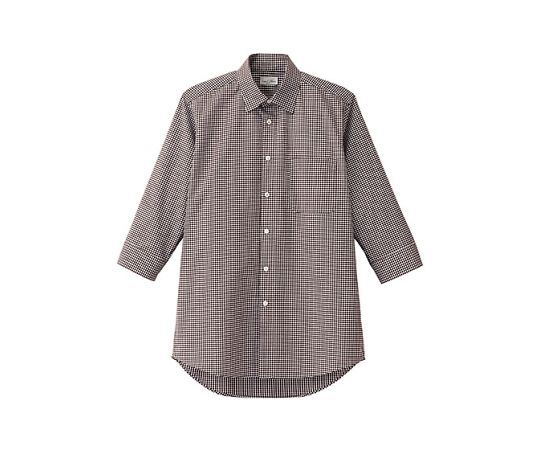 FACE メンズセミワイドカラー七分袖シャツ ブラウン LL FB5048M-5 LL 1枚(ご注文単位1枚)【直送品】