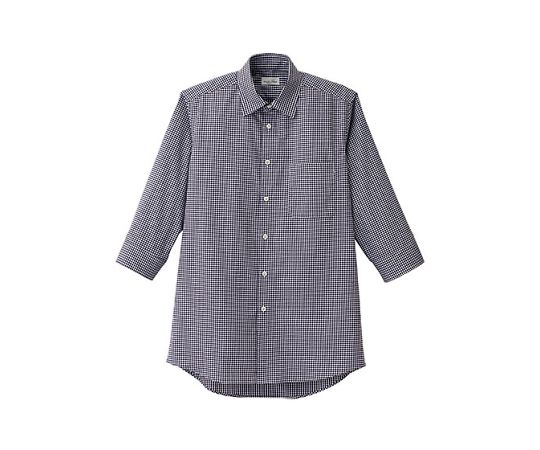 FACE メンズセミワイドカラー七分袖シャツ ネイビー L FB5048M-8 L 1枚(ご注文単位1枚)【直送品】