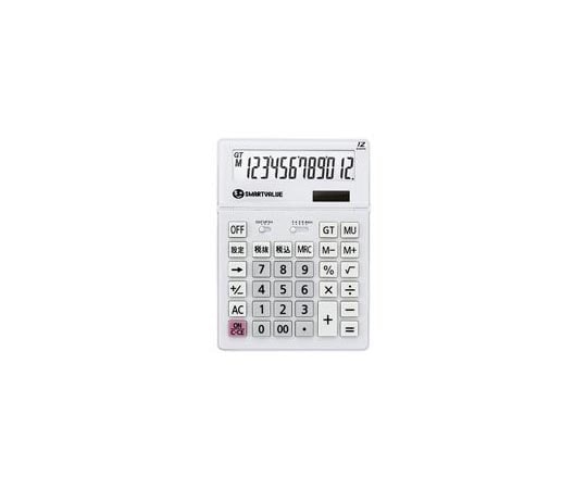 スマートバリュー 大型電卓 ホワイト K070J 1個(ご注文単位1個)【直送品】