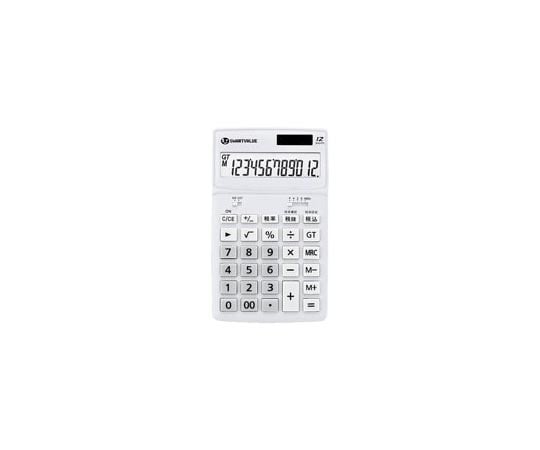 スマートバリュー 小型電卓 卓上タイプ ホワイト K072J 1個(ご注文単位1個)【直送品】