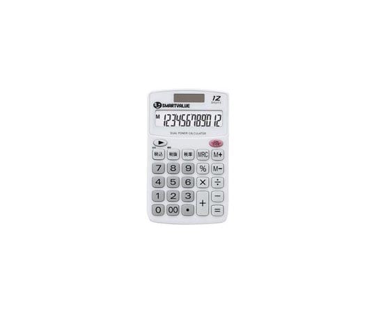 スマートバリュー ハンディ電卓 ホワイト K073J 1個(ご注文単位1個)【直送品】