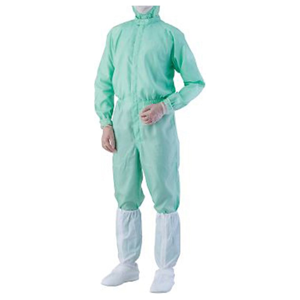 アズワン 異物混入対策ツナギ服 AS1401(男女兼用) グリーン M 1着 (ご注文単位1着)【直送品】