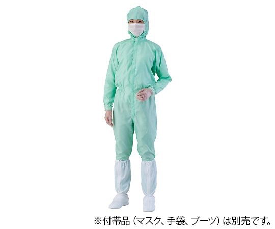 アズワン 異物混入対策フード一体ツナギ服(AS1403 男女兼用) グリーン 3L 1着 (ご注文単位1着)【直送品】