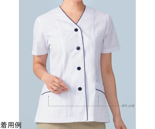 KAZEN 女子調理衣 半袖 白 M APK1355 M 1枚（ご注文単位1枚）【直送品】