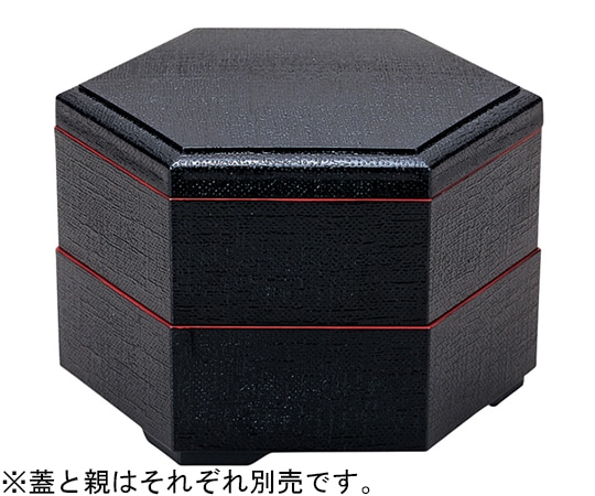 福井クラフト 新7寸 布目六角弁当黒 天朱(親) 21076222 1個（ご注文単位1個）【直送品】