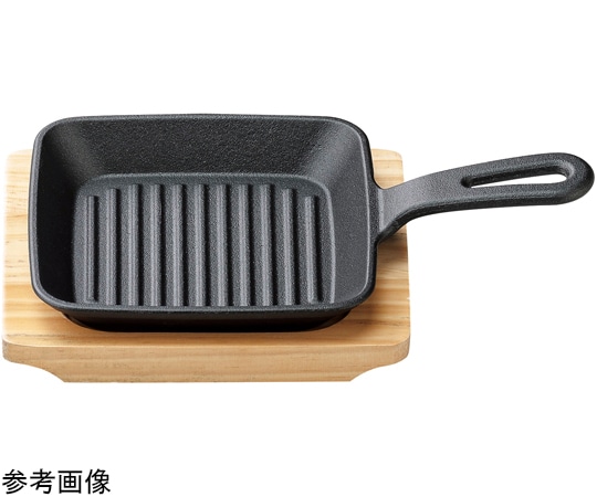 福井クラフト フライパン型角鉄皿14cm(木台付) 91021330 1個(ご注文単位1個)【直送品】