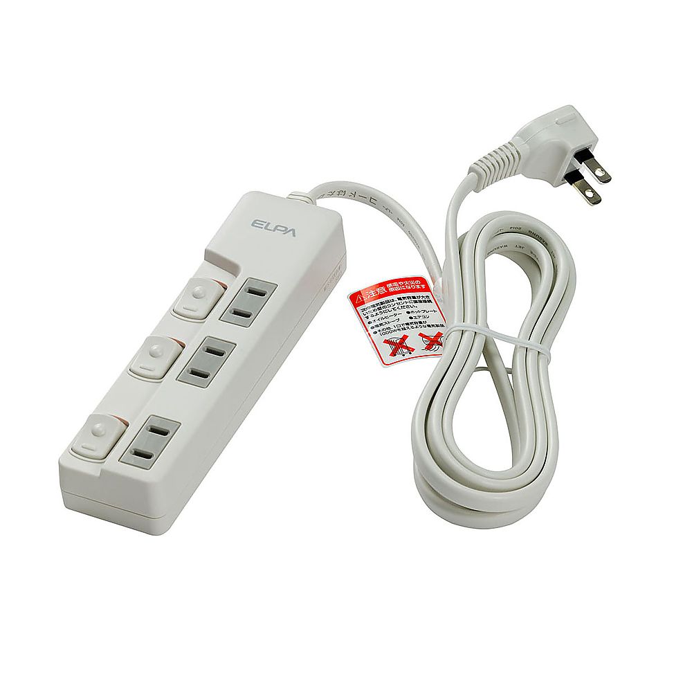ELPA ランプレススイッチ付タップ3P2m WLS-U32EB(W) 1個(ご注文単位1個)【直送品】