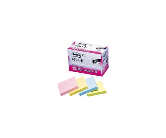 スリーエム Post-it 再生紙経費削減(パワーパックタイプ) 混色 1箱(100枚×20パッド入) 6542-K 1箱(ご注文単位1箱)【直送品】