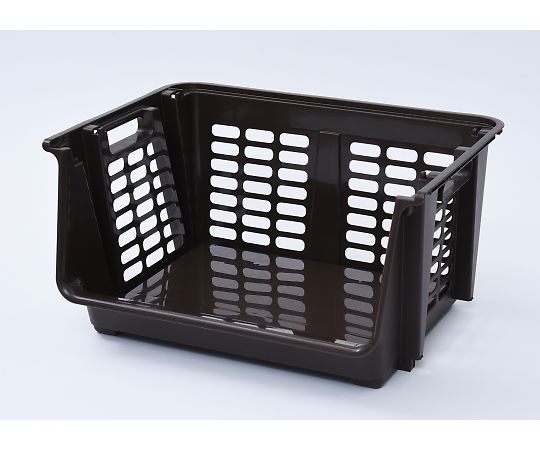 山善(YAMAZEN) 積み重ねバスケット 浅型 ブラウン YST-23(BR) 1個(ご注文単位1個)【直送品】