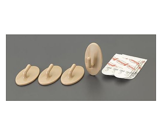 エスコ 39x22mm 小物用フック(粘着付/ブラウン/4個) EA638LM-7 1袋(ご注文単位1袋)【直送品】