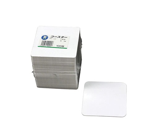 カミイソ産商 No.105 白無地角コースター90×90(1mm)100枚入 604384 1個（ご注文単位1個）【直送品】