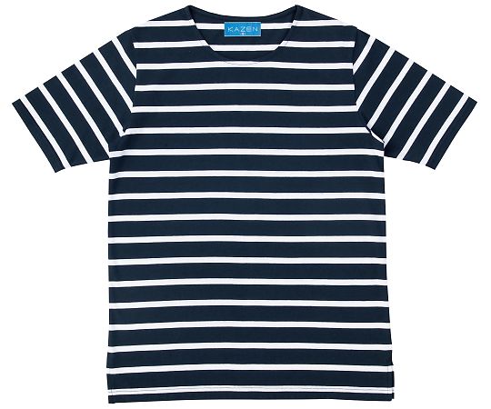 KAZEN ボーダーTシャツ ネイビーxホワイト 3L HM22-48 3L 1枚（ご注文単位1枚）【直送品】