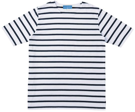 KAZEN ボーダーTシャツ ホワイトxネイビー LL HM22-40 LL 1枚（ご注文単位1枚）【直送品】