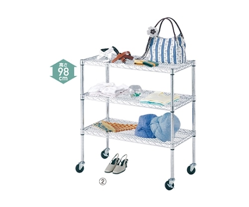 ストア・エキスプレス ワイヤーラック D45cmタイプ(キャスター付き) H98cm 3段 D45.7cm W90.7cm 61-62-1-2 1個(ご注文単位1個)【直送品】