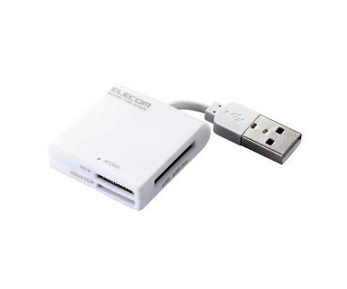 エレコム メモリリーダライタ ケーブル固定 SD+MS対応 ホワイト MR-K009WH 1パック(ご注文単位1パック)【直送品】