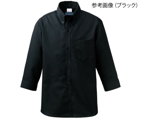 KAZEN メンズシャツ七分袖 ブラック 3L 614-05 3L 1枚（ご注文単位1枚）【直送品】