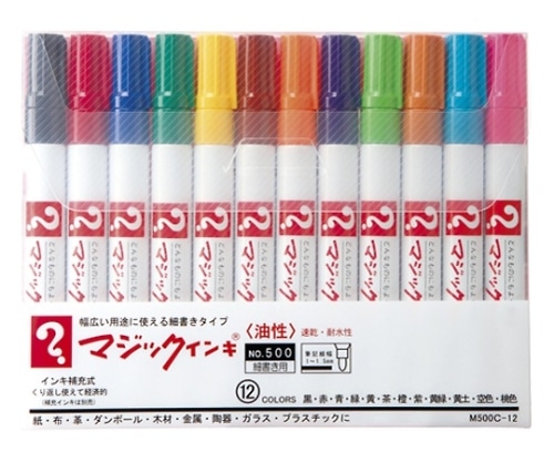 寺西化学 マジックインキ<細書き>No.500 細字・丸芯 インク色:黒 12本パック M500C-12 1セット(ご注文単位1セット)【直送品】