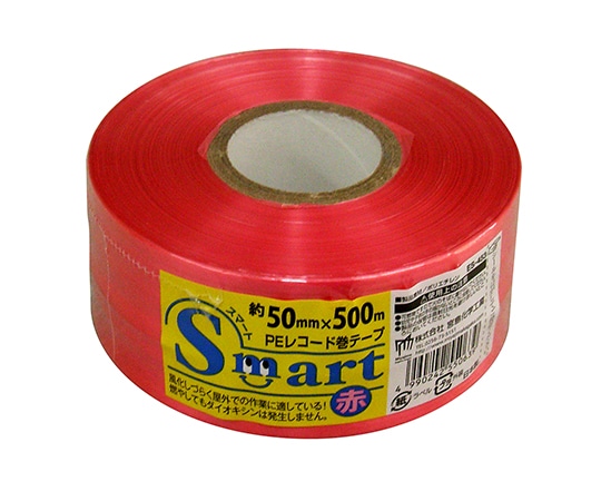 宮島化学工業 smart PEレコード巻テープ 赤 50mm×500m ES-453 1巻(ご注文単位1巻)【直送品】