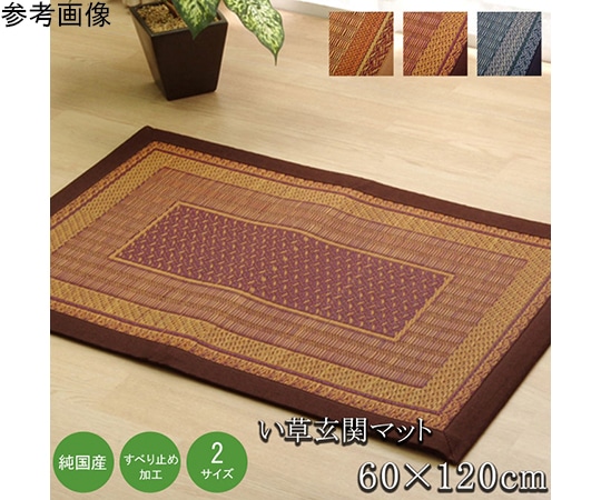 アズワン 純国産 い草玄関マット 『Fランクス』 ワイン 約60×120cm(裏:ウレタン) 1080030284704 1個(ご注文単位1個)【直送品】